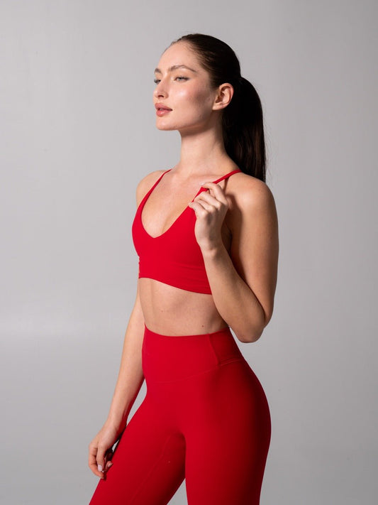 Girlfriend Reversible Sports Bra - Lipstick Red and Miami Vice
