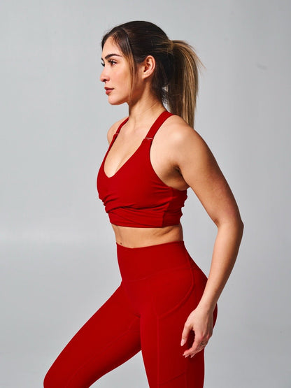Candy Wrap Sports Bra - Lipstick Red