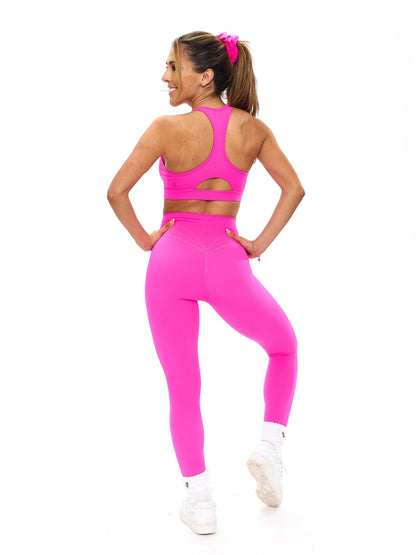 Reversible RacerBack Sports Bra - Hard Candy and Pink Starburst