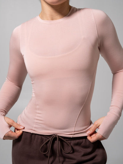Halo Long Sleeve Hip Tee - Strawberry Milk