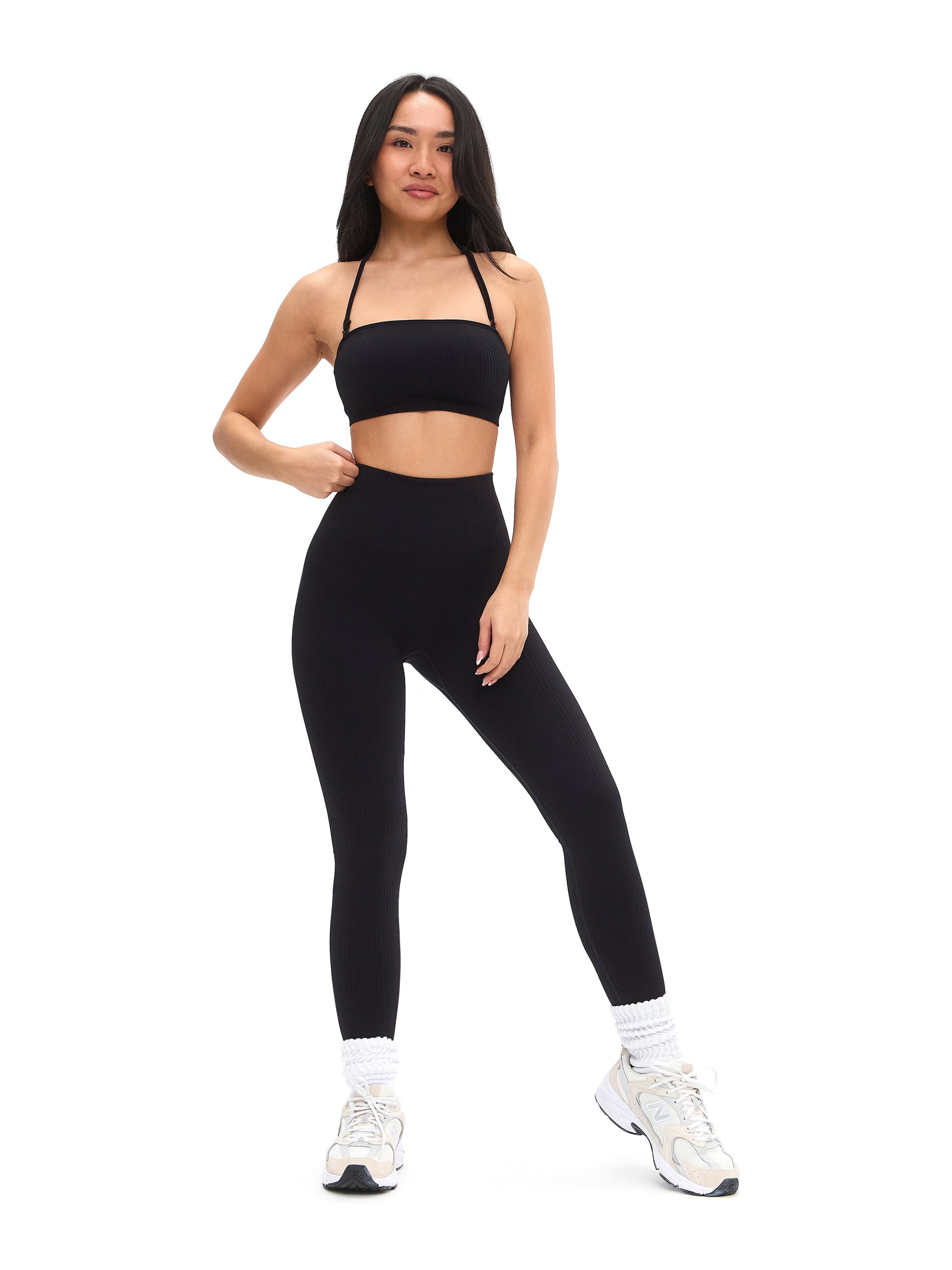 Seamless Ribbed Bandeau - Black