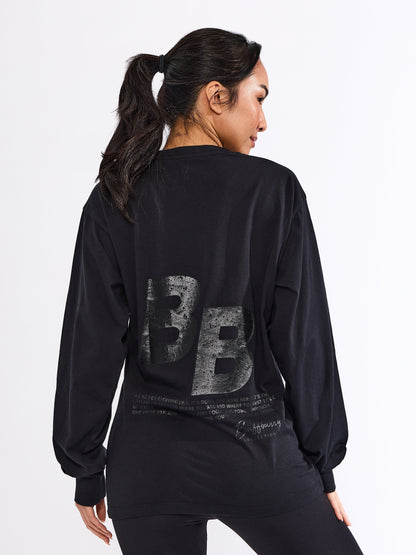 Selfie Long Sleeve Graphic Tee - Black
