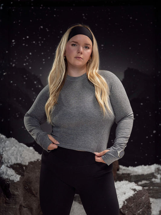Base Layer Long Sleeve Waist Top - Heather Grey
